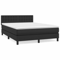 vidaXL Boxspringbett mit Matratze Schwarz 140x190 cm Kunstleder