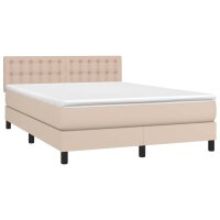 vidaXL Boxspringbett Matratze Cappuccino-Braun 140x190cm Kunstleder