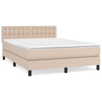 vidaXL Boxspringbett Matratze Cappuccino-Braun 140x200cm Kunstleder