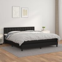 vidaXL Boxspringbett mit Matratze Schwarz 180x200 cm Kunstleder