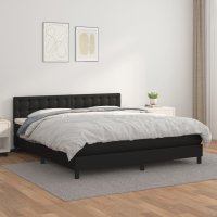 vidaXL Boxspringbett mit Matratze Schwarz 180x200 cm...