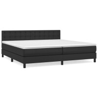 vidaXL Boxspringbett mit Matratze Schwarz 200x200 cm Kunstleder