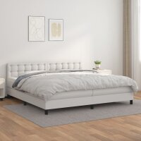 vidaXL Boxspringbett mit Matratze Wei&szlig; 200x200 cm Kunstleder