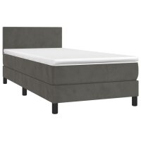 vidaXL Boxspringbett mit Matratze Dunkelgrau 90x200 cm Samt