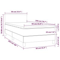 vidaXL Boxspringbett mit Matratze Dunkelgrau 90x200 cm Samt