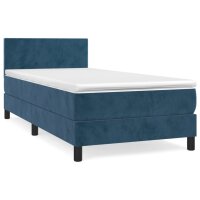 vidaXL Boxspringbett mit Matratze Dunkelblau 90x200 cm Samt