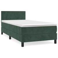 WOWONA Boxspringbett mit Matratze Dunkelgr&uuml;n 90x200 cm Samt