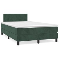 vidaXL Boxspringbett mit Matratze Dunkelgr&uuml;n 120x200 cm Samt