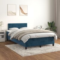 vidaXL Boxspringbett mit Matratze Dunkelblau 120x200 cm Samt