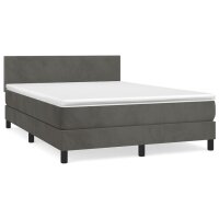 WOWONA Boxspringbett mit Matratze Dunkelgrau 140x200 cm Samt