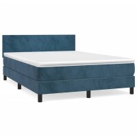 vidaXL Boxspringbett mit Matratze Dunkelblau 140x200 cm Samt