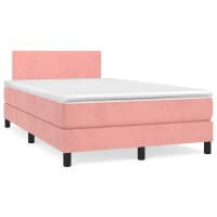 vidaXL Boxspringbett mit Matratze Rosa 120x200 cm Samt