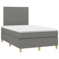 vidaXL Boxspringbett mit Matratze &amp; LED Dunkelgrau 120x200 cm Stoff