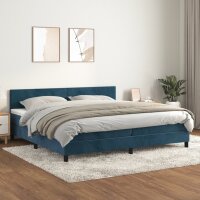 WOWONA Boxspringbett mit Matratze Dunkelblau 200x200 cm Samt