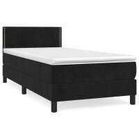 vidaXL Boxspringbett mit Matratze Schwarz 90x200 cm Samt