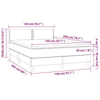 vidaXL Boxspringbett mit Matratze Rosa 140x200 cm Samt