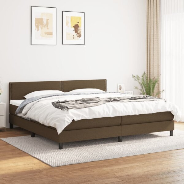 vidaXL Boxspringbett mit Matratze Dunkelbraun 200x200 cm Stoff