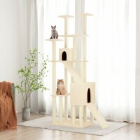 vidaXL Kratzbaum mit Sisal-Kratzsäulen Creme 190 cm