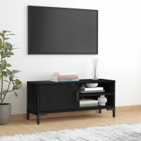 vidaXL TV-Schrank Schwarz 90x30x40 cm Massivholz Kiefer Recycelt