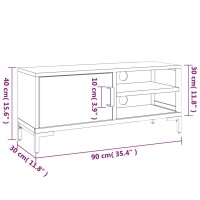 vidaXL TV-Schrank Schwarz 90x30x40 cm Massivholz Kiefer Recycelt