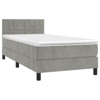 vidaXL Boxspringbett mit Matratze Hellgrau 100x200 cm Samt