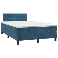 vidaXL Boxspringbett mit Matratze Dunkelblau 120x200 cm Samt