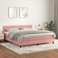 WOWONA Boxspringbett mit Matratze Rosa 160x200 cm Samt