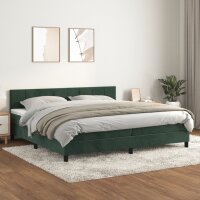 WOWONA Boxspringbett mit Matratze Dunkelgr&uuml;n 200x200 cm Samt