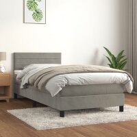 vidaXL Boxspringbett mit Matratze Hellgrau 90x200 cm Samt