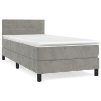 vidaXL Boxspringbett mit Matratze Hellgrau 90x200 cm Samt