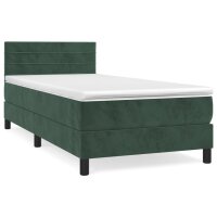 vidaXL Boxspringbett mit Matratze Dunkelgr&uuml;n 90x200 cm Samt