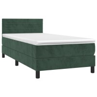 vidaXL Boxspringbett mit Matratze Dunkelgr&uuml;n 90x200 cm Samt