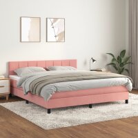 WOWONA Boxspringbett mit Matratze Rosa 180x200 cm Samt