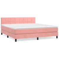 WOWONA Boxspringbett mit Matratze Rosa 180x200 cm Samt