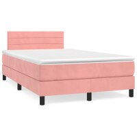 vidaXL Boxspringbett mit Matratze Rosa 120x200 cm Samt