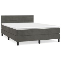 vidaXL Boxspringbett mit Matratze Dunkelgrau 140x200 cm Samt