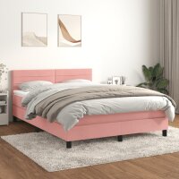 vidaXL Boxspringbett mit Matratze Rosa 140x200 cm Samt