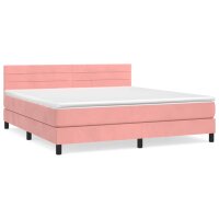 WOWONA Boxspringbett mit Matratze Rosa 160x200 cm Samt