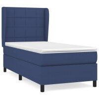 vidaXL Boxspringbett mit Matratze Blau 100x200 cm Stoff