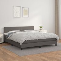 vidaXL Boxspringbett mit Matratze Grau 160x200 cm Kunstleder