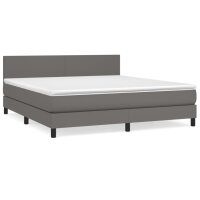 vidaXL Boxspringbett mit Matratze Grau 160x200 cm Kunstleder