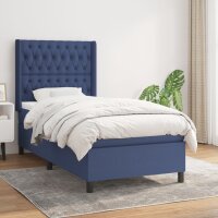 vidaXL Boxspringbett mit Matratze Blau 100x200 cm Stoff