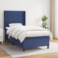 vidaXL Boxspringbett mit Matratze Blau 100x200 cm Stoff