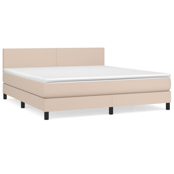 vidaXL Boxspringbett Matratze Cappuccino-Braun 160x200 cm Kunstleder