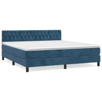 vidaXL Boxspringbett mit Matratze Dunkelblau 180x200 cm Samt