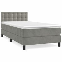 vidaXL Boxspringbett mit Matratze Hellgrau 100x200 cm Samt