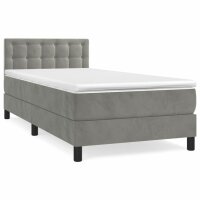 vidaXL Boxspringbett mit Matratze Hellgrau 90x200 cm Samt