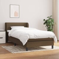 WOWONA Boxspringbett mit Matratze Dunkelbraun 90x190 cm Stoff