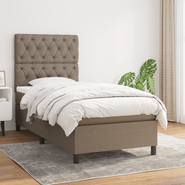 WOWONA Boxspringbett mit Matratze Taupe 80x200 cm Stoff