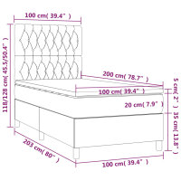 vidaXL Boxspringbett mit Matratze Dunkelbraun 100x200 cm Stoff